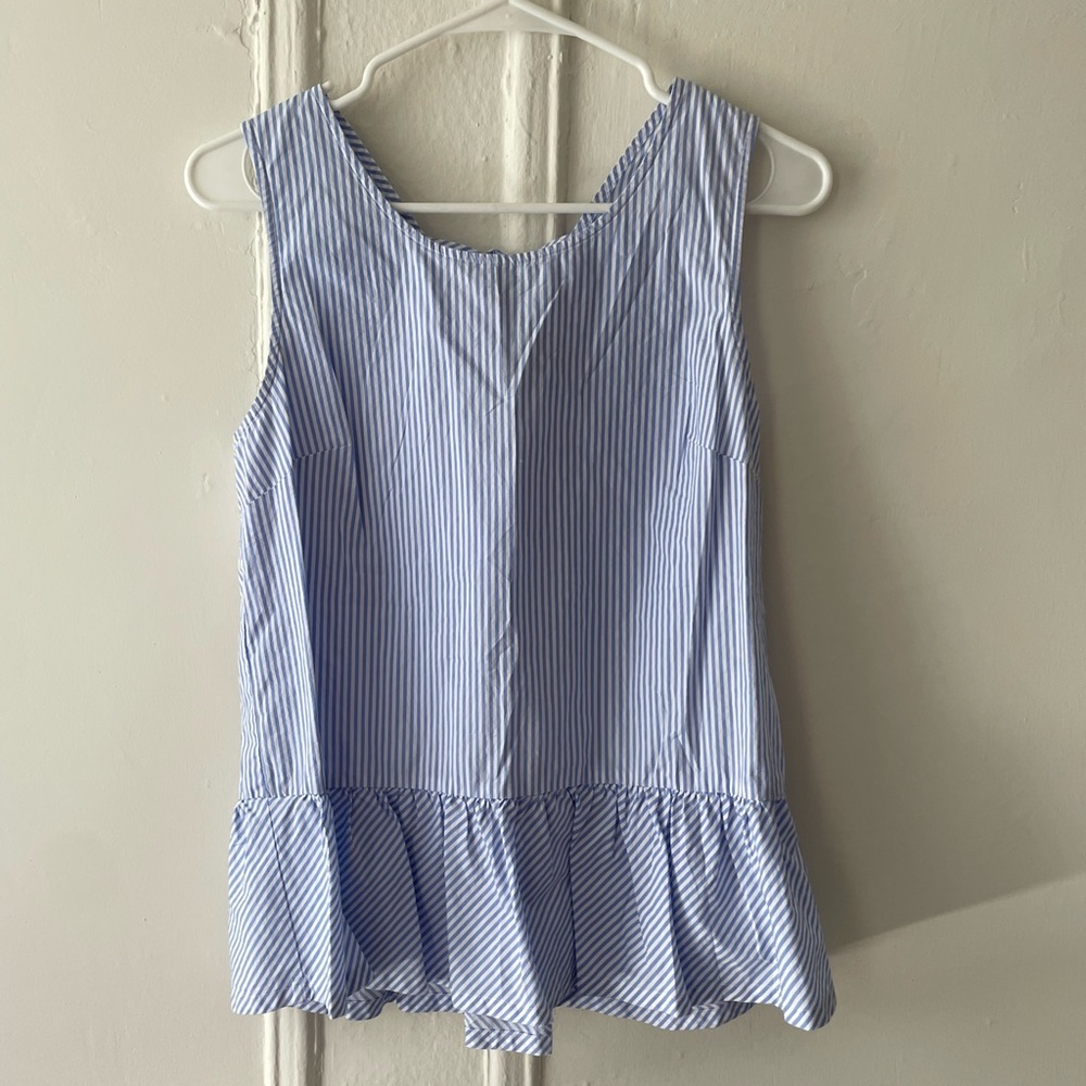 jcrew blue and white strip top
